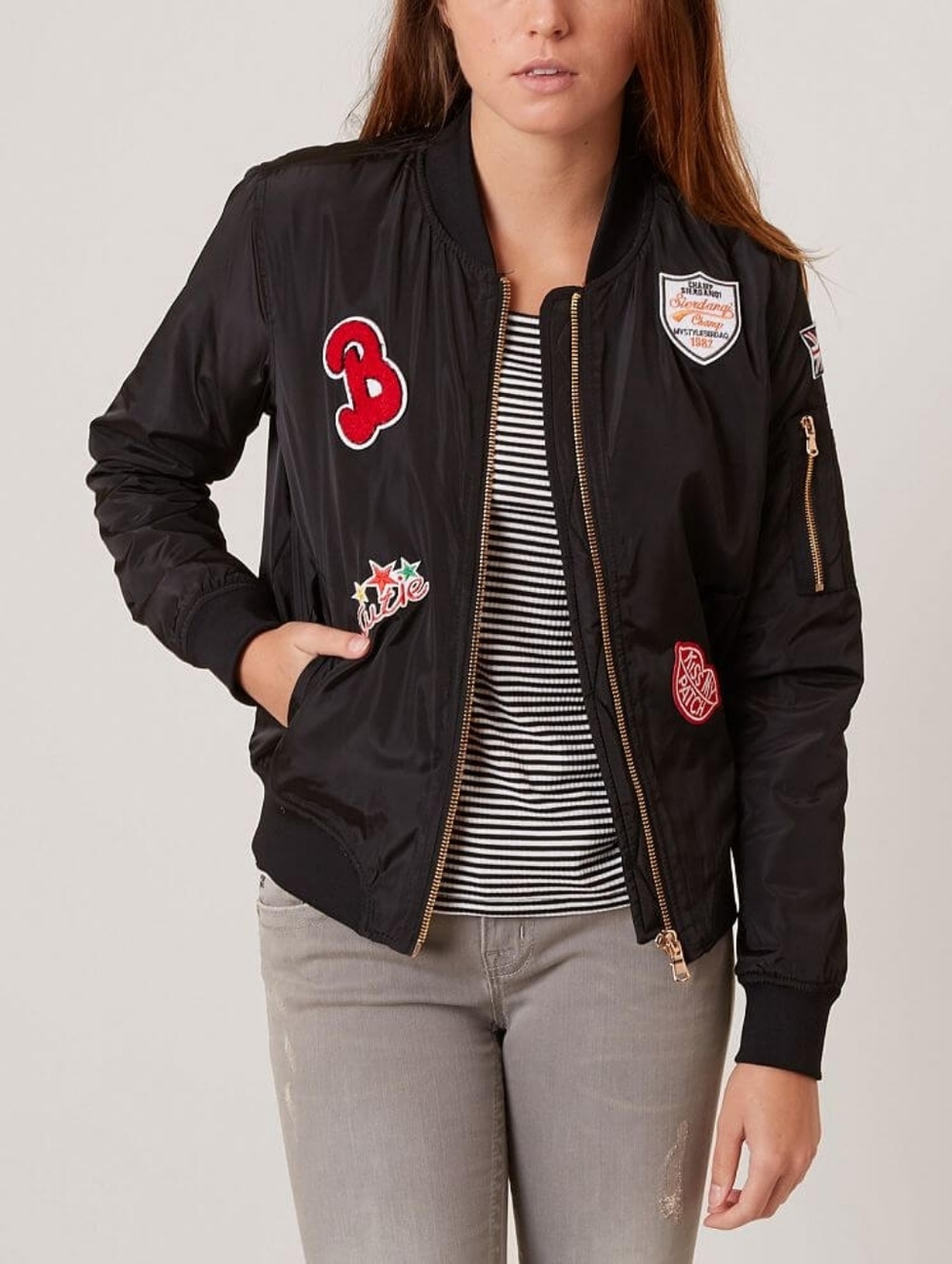 Ci Sono Bomber Jacket with Patches Size L